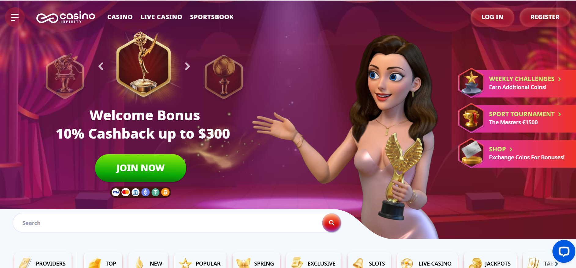 Casino Infinity home page